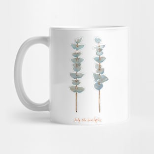 Baby Blue Eucalyptus. Watercolor illustration. Mug